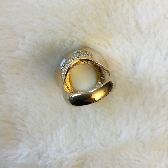 Gold Statement Cocktail Ring with White Opal Stone - Picture 7 of 11